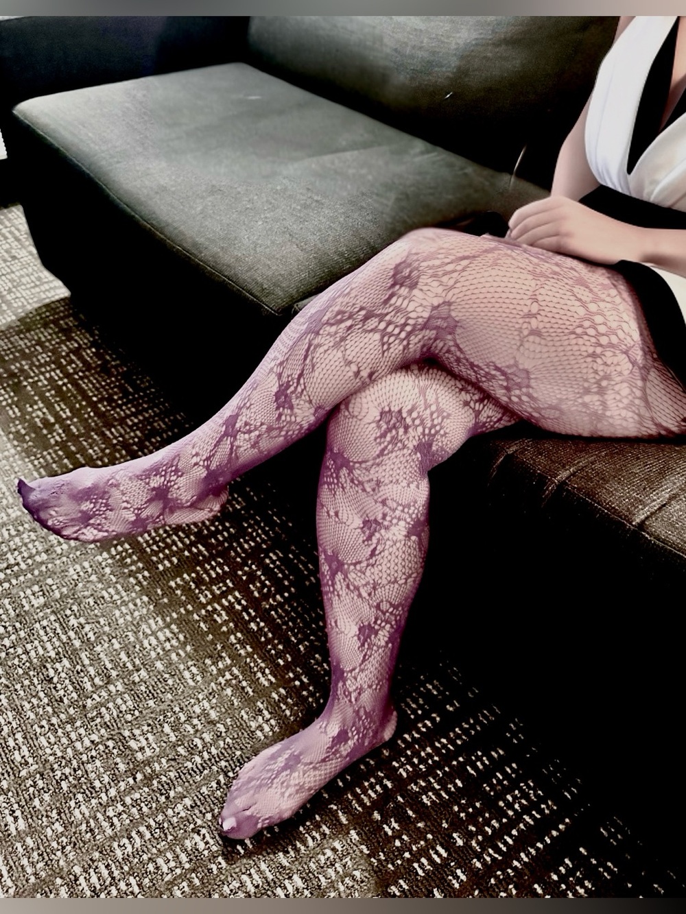 Purple Lace Pattern Fashion Tights - Women Accessories
